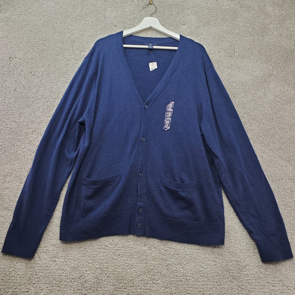 Gap Cardigan Sweater Mens XL Blue Cotton V-Neck Button Pockets Preppy Academia